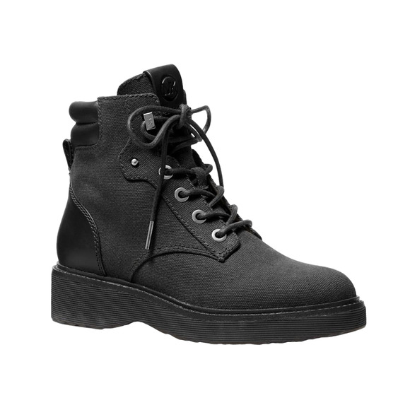 Michael Kors Trudy Heavy Canvas Boot Lace Up Bootie Black $275 Nib All Sizes - Picture 1 of 1